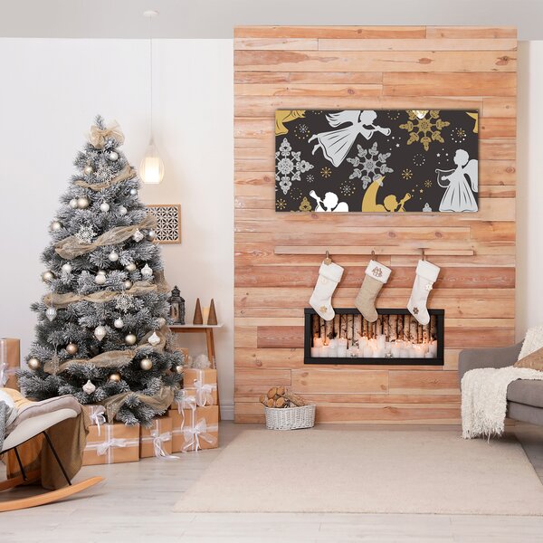 Quadro in vetro Fiocchi di neve Angeli di Natale 100x50 cm 2 appendini