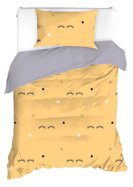 Set copripiumino e federa giallo/grigio per letto singolo 140x200 cm Dide – Mijolnir