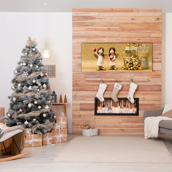Quadro su vetro Regali di Natale, angeli, ornamenti 100x50 cm 2 appendini