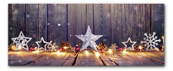 Quadro di vetro Ornamenti di stelle di Natale con luce di Natale 100x50 cm 2 appendini