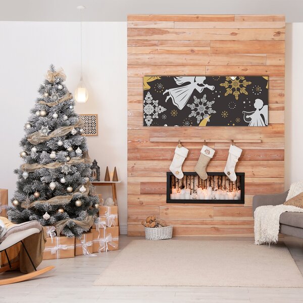 Quadro in vetro Fiocchi di neve Angeli di Natale 100x50 cm 2 appendini