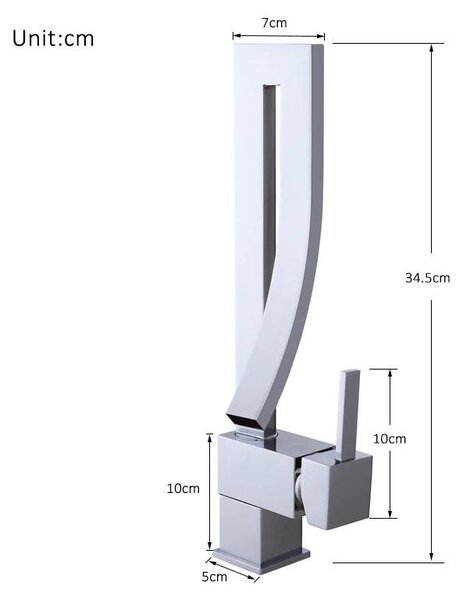 Miscelatore monocomando a cascata per lavabo - Rubinetteria da bagno - Miscelatore monocomando - Acqua calda e fredda - Montaggio a incasso - Installazione con un foro - Cromato