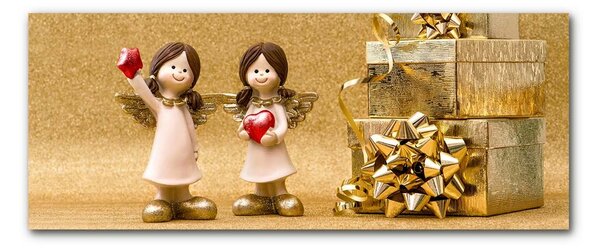 Quadro su vetro Regali di Natale, angeli, ornamenti 100x50 cm 2 appendini