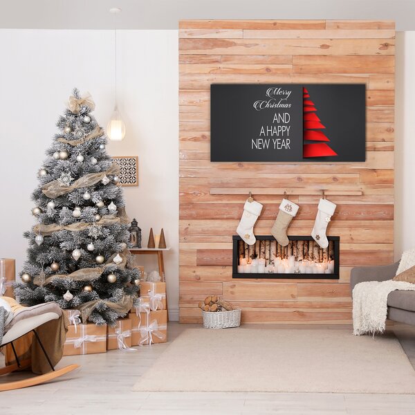 Quadro di vetro Decorazione dell'albero di Natale di astrazione 100x50 cm 2 appendini