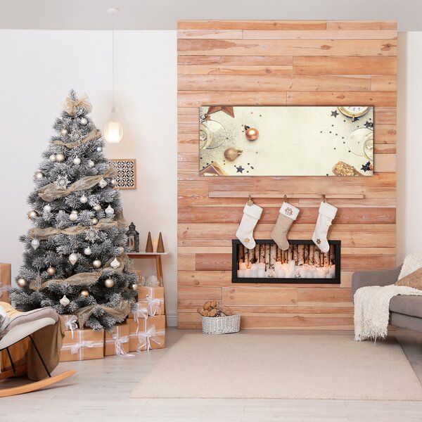 Quadro vetro Palline di Natale 100x50 cm 2 appendini