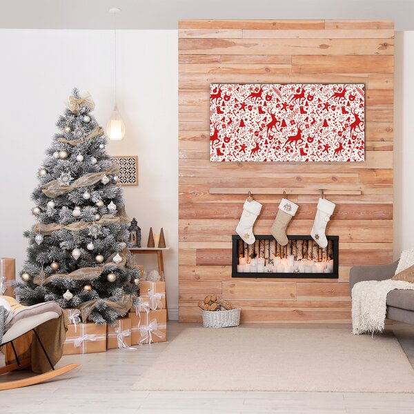Quadro in vetro Renna di Natale Decorazione invernale 100x50 cm 2 appendini