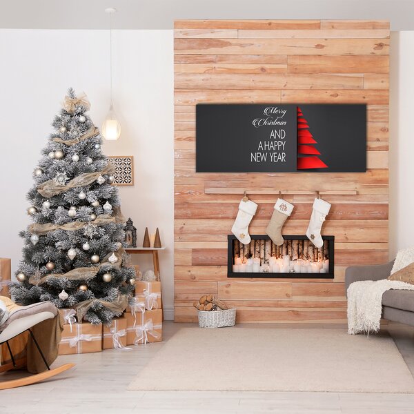 Quadro di vetro Decorazione dell'albero di Natale di astrazione 100x50 cm 2 appendini