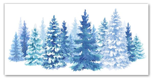 Quadro in vetro Alberi di Natale Neve Inverno 100x50 cm 2 appendini