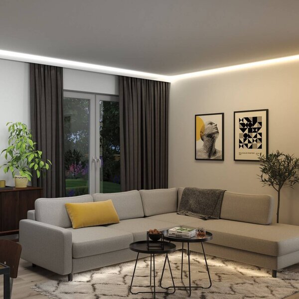 Paulmann Striscia LED MaxLED 1000, set base da 3 m, CCT, IP44 dimmerabile, Cromo / Argento, Soggiorno / Sala da pranzo, Plastica