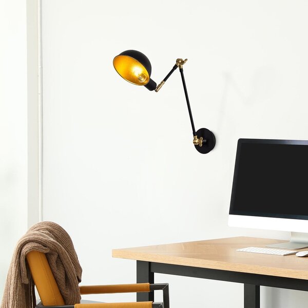 Lampada da parete nera/dorata ø 15 cm Sihen – Opviq lights