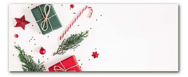 Quadro vetro Regalo Dolci Palle di Natale 100x50 cm 2 appendini