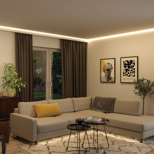 Paulmann Striscia LED MaxLED 1000, set base da 3 m, CCT, IP44 dimmerabile, Cromo / Argento, Soggiorno / Sala da pranzo, Plastica