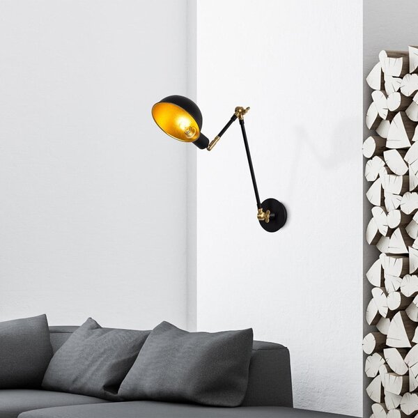 Lampada da parete nera/dorata ø 15 cm Sihen – Opviq lights