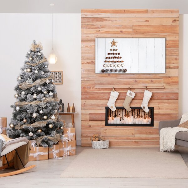 Quadro in vetro Ornamenti dell'albero di Natale del pan di zenzero di Natale 100x50 cm 2 appendini