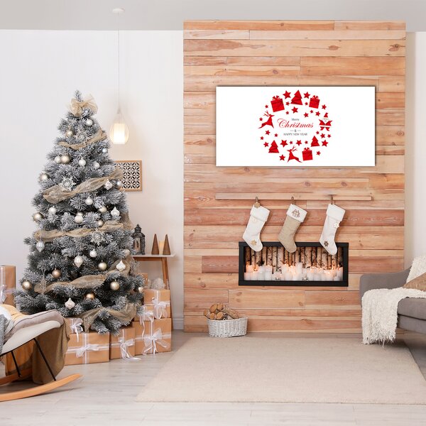 Quadro di vetro Ornamenti per le vacanze di Natale 100x50 cm 2 appendini