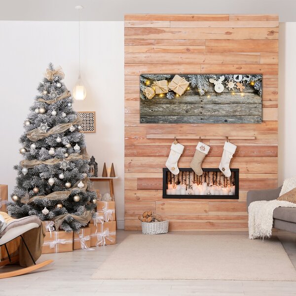 Quadro in vetro Albero di Natale Decorazione dei regali di Natale 100x50 cm 2 appendini