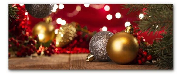 Quadro in vetro Albero di Natale Ornamenti di palline di Natale 100x50 cm 2 appendini