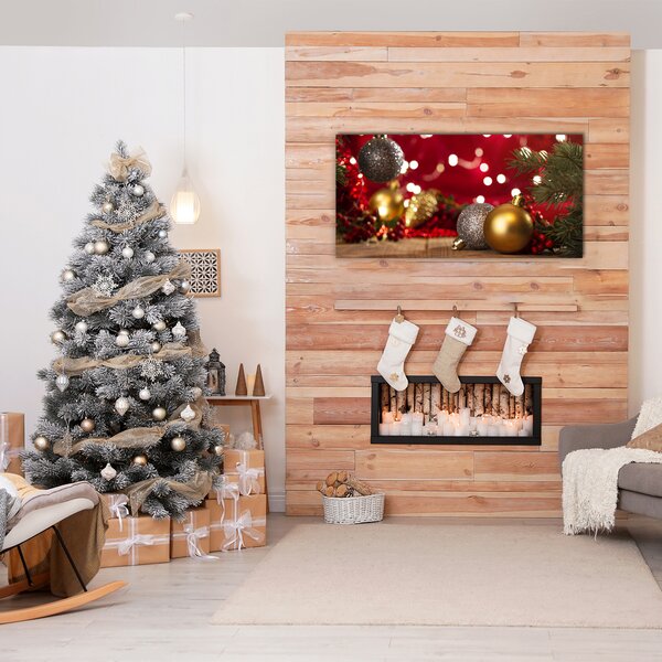 Quadro in vetro Albero di Natale Ornamenti di palline di Natale 100x50 cm 2 appendini