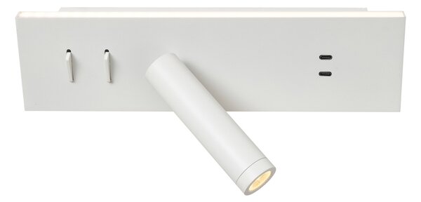 Lampada da parete moderna bianca regolabile con USB-C incl. LED - Modric