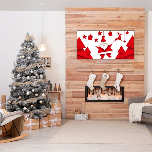 Quadro in vetro Vacanze Babbo Natale Regali 100x50 cm 2 appendini
