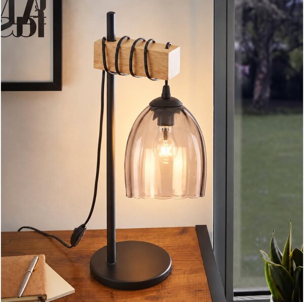 BRILAGI - Lampada da tavolo NUBILA 1xE27/40W/230V marrone/nero/beige fumé