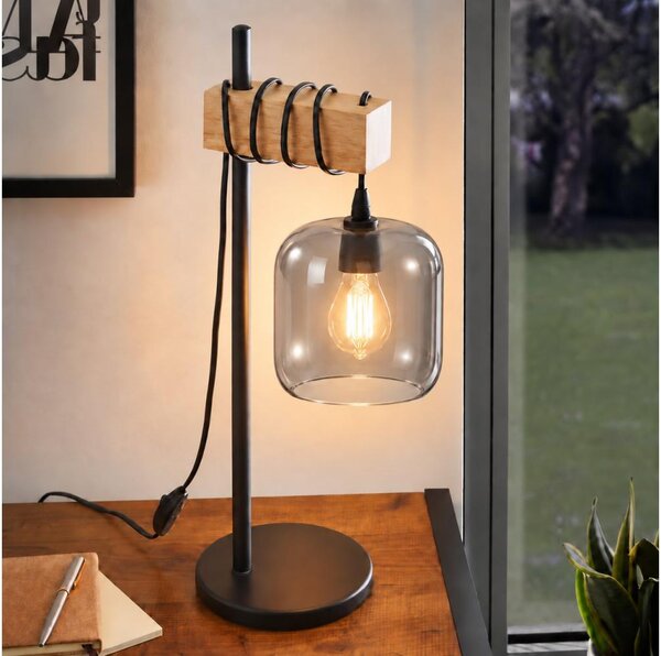 BRILAGI - Lampada da tavolo NUBILA 1xE27/40W/230V marrone/nero/grigio fumé