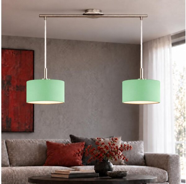 Eglo - Lampada a sospensione LED su cavo TUNJA 2xE27/60W/230V cromo opaco/verde
