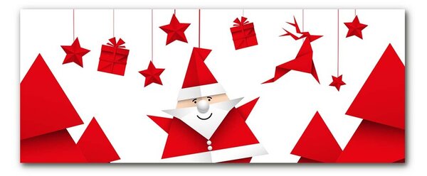 Quadro in vetro Vacanze Babbo Natale Regali 100x50 cm 2 appendini