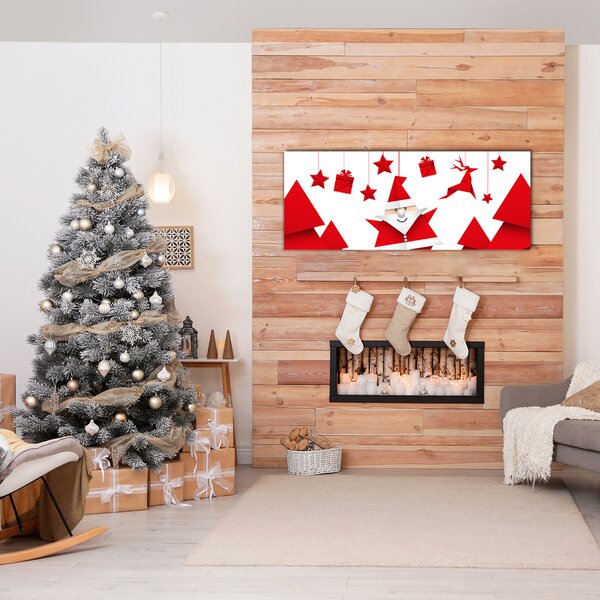 Quadro in vetro Vacanze Babbo Natale Regali 100x50 cm 2 appendini