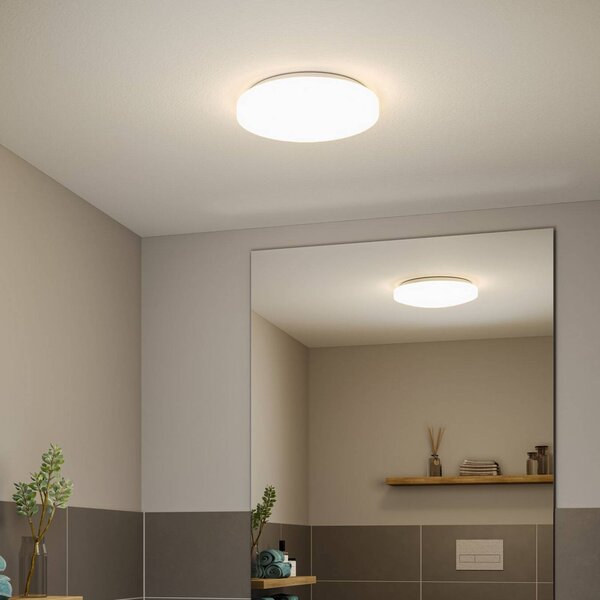 Paulmann Plafoniera Axin, Ø 35 cm, bianca, IP44, E27 dimmerabile, Bianco / Opale, Bagno, Plastica, Moderno, Plafoniera