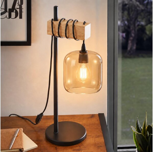 BRILAGI - Lampada da tavolo NUBILA 1xE27/40W/230V marrone/nero/marrone fumé