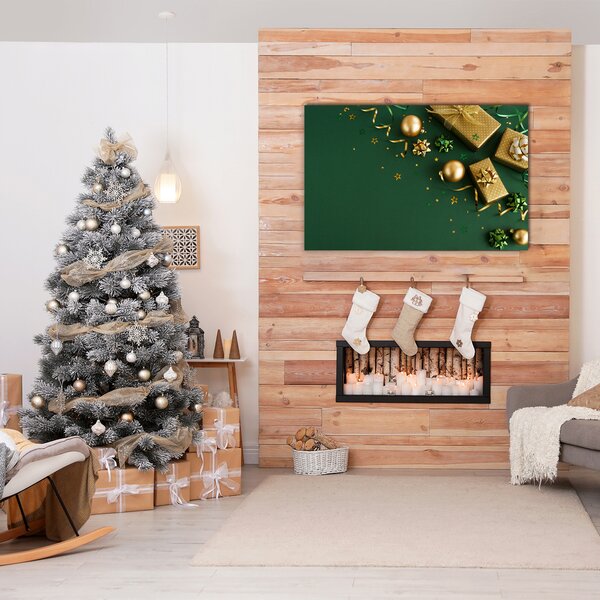 Quadro vetro Regali, addobbi, vacanze invernali 100x50 cm 2 appendini