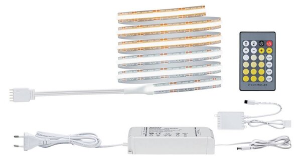 Paulmann Striscia LED MaxLED 1000 COB, set base da 1,5 m, CCT dimmerabile, Cromo / Argento, Soggiorno / Sala da pranzo, Plastica