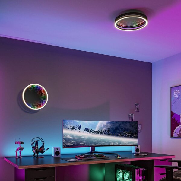 Paulmann Plafoniera soffitto Spaceglow One, dimmerabile, Nero, Corridoio, Plastica, Moderno, Plafoniera