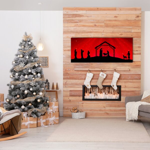 Quadro in vetro Stella delle vacanze di Natale 100x50 cm 2 appendini