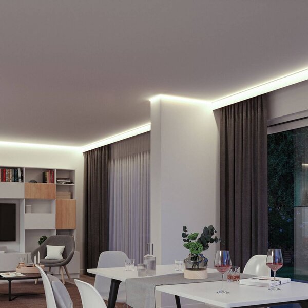 Paulmann Set completo di strisce LED SimpLED da 5 m, smart, RGB 24 W SimpLED, dimmerabile, Bianco / Opale, Soggiorno / Sala da pranzo, Plastica