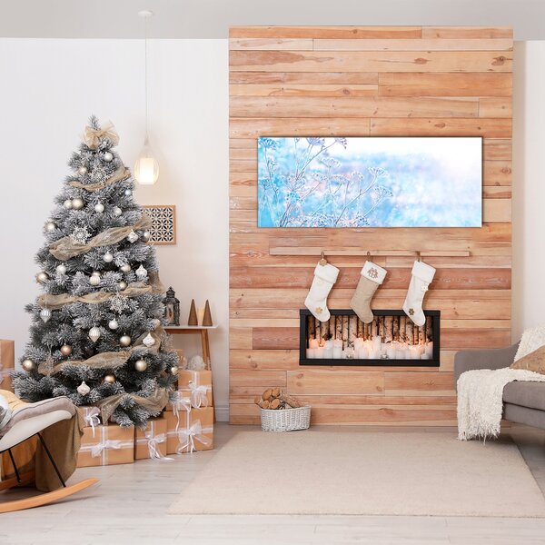 Quadro in vetro Inverno Neve Natale 100x50 cm 2 appendini
