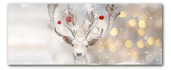 Quadro di vetro Renna bianca Palline di Natale 100x50 cm 2 appendini