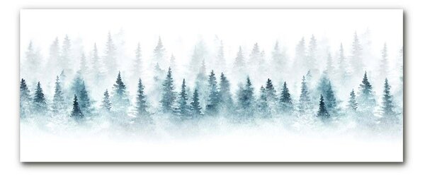 Quadro vetro Foresta dell'albero di Natale 100x50 cm 2 appendini
