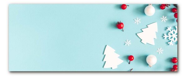 Quadro su vetro Ornamenti di Natale con fiocchi di neve 100x50 cm 2 appendini