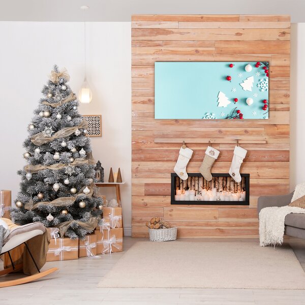 Quadro su vetro Ornamenti di Natale con fiocchi di neve 100x50 cm 2 appendini