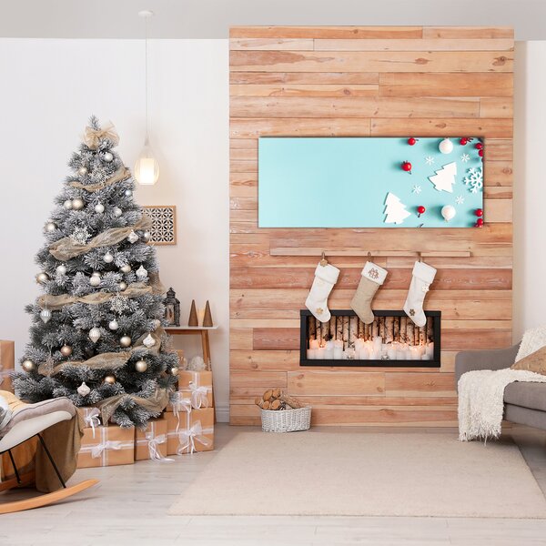 Quadro su vetro Ornamenti di Natale con fiocchi di neve 100x50 cm 2 appendini
