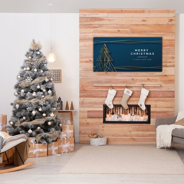 Quadro di vetro Albero di Natale festivo di Natale 100x50 cm 2 appendini