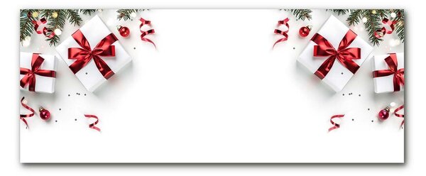 Quadro in vetro Regali per le feste, ornamenti, ramoscelli 100x50 cm 2 appendini