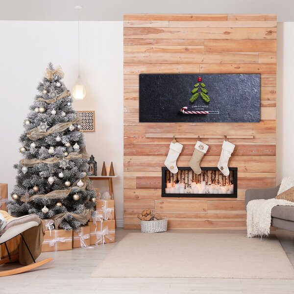 Quadro in vetro Albero di Natale astratto Natale Inverno 100x50 cm 2 appendini