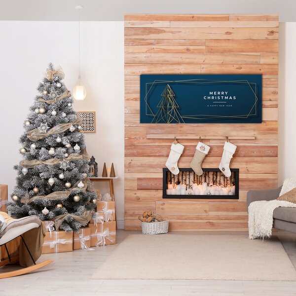Quadro di vetro Albero di Natale festivo di Natale 100x50 cm 2 appendini