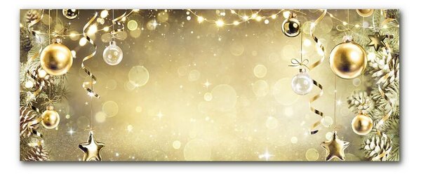 Quadro in vetro Palline d'oro Decorazioni di Natale 100x50 cm 2 appendini