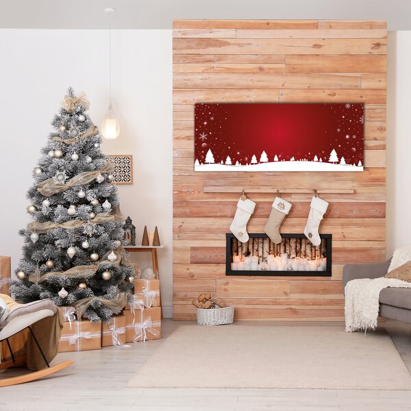 Quadro vetro Albero di Natale Fiocchi di neve festivi 100x50 cm 2 appendini