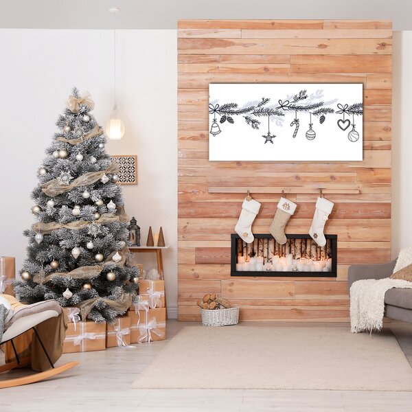 Quadro su vetro Decorazioni natalizie Decorazioni invernali 100x50 cm 2 appendini