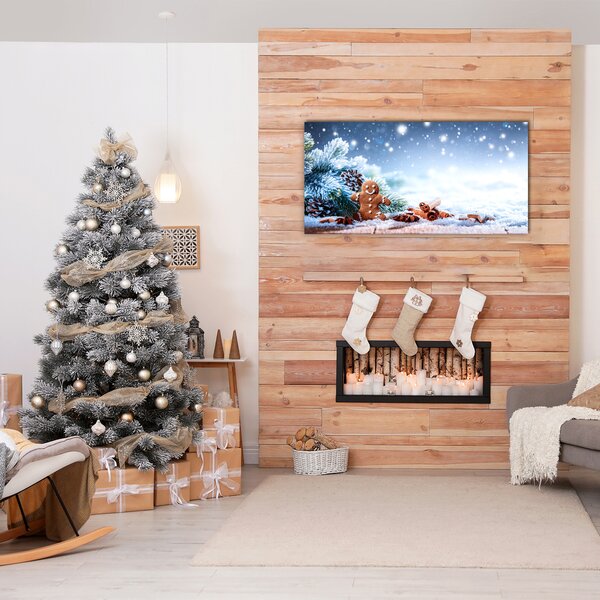 Quadro vetro Albero di Natale della neve del pan di zenzero di Natale 100x50 cm 2 appendini